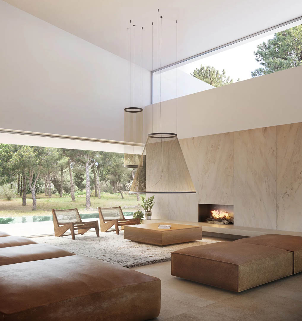 Luz puntual sobre encimeras de cocina con lámparas suspendidas