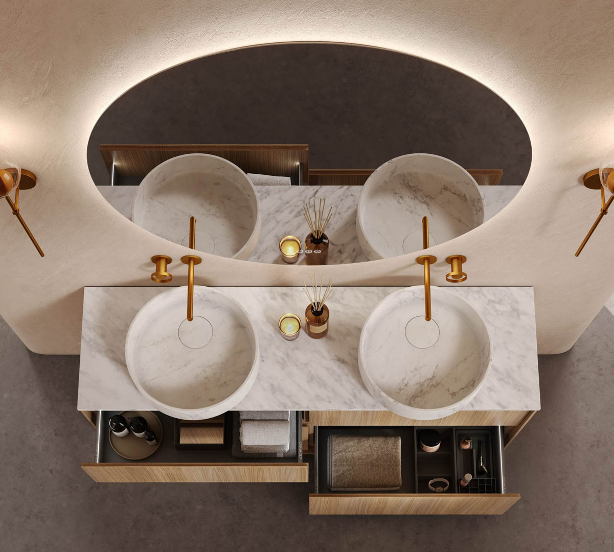 Mueble de baño moderno con encimera resistente a la humedad