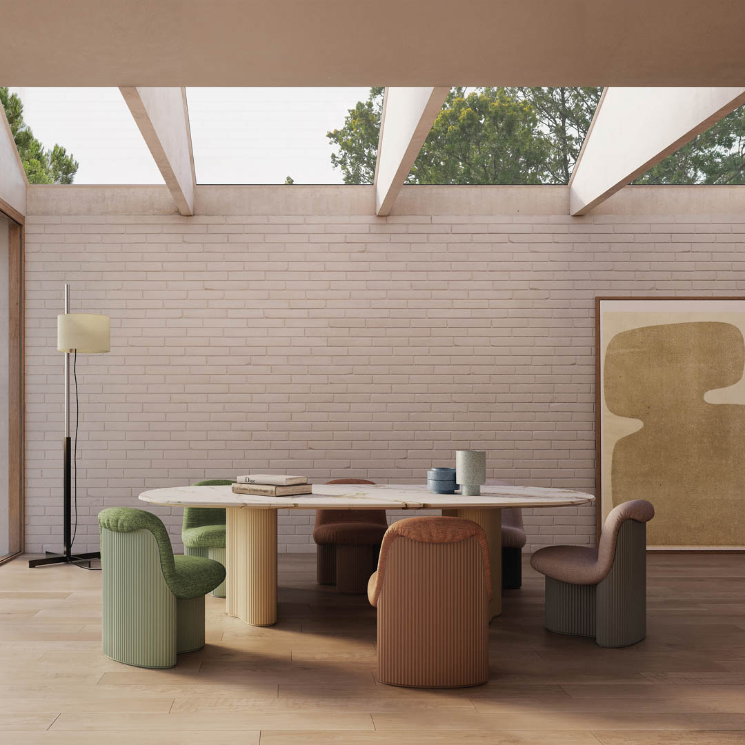 Silla Nuez Andreu World madera moldeada formas envolventes icónica