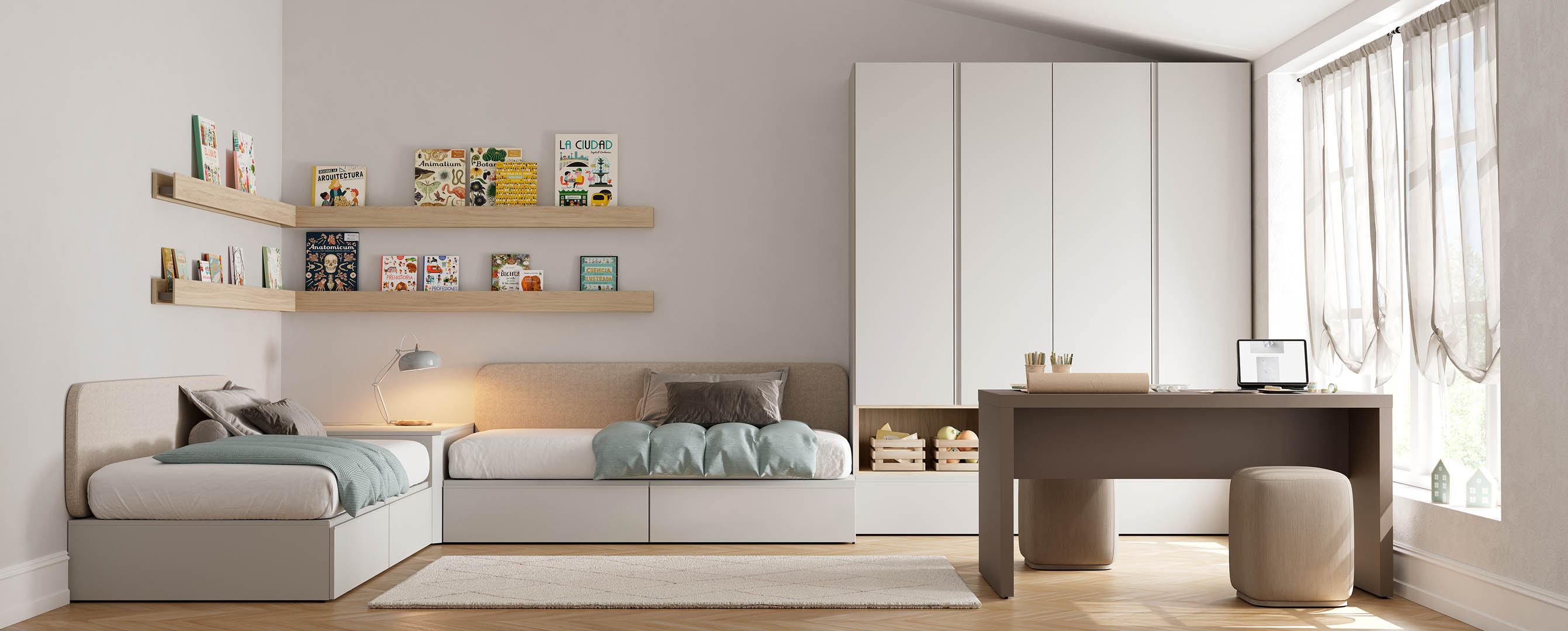 Jotajotape youth bedroom modular system balanced composition design Málaga