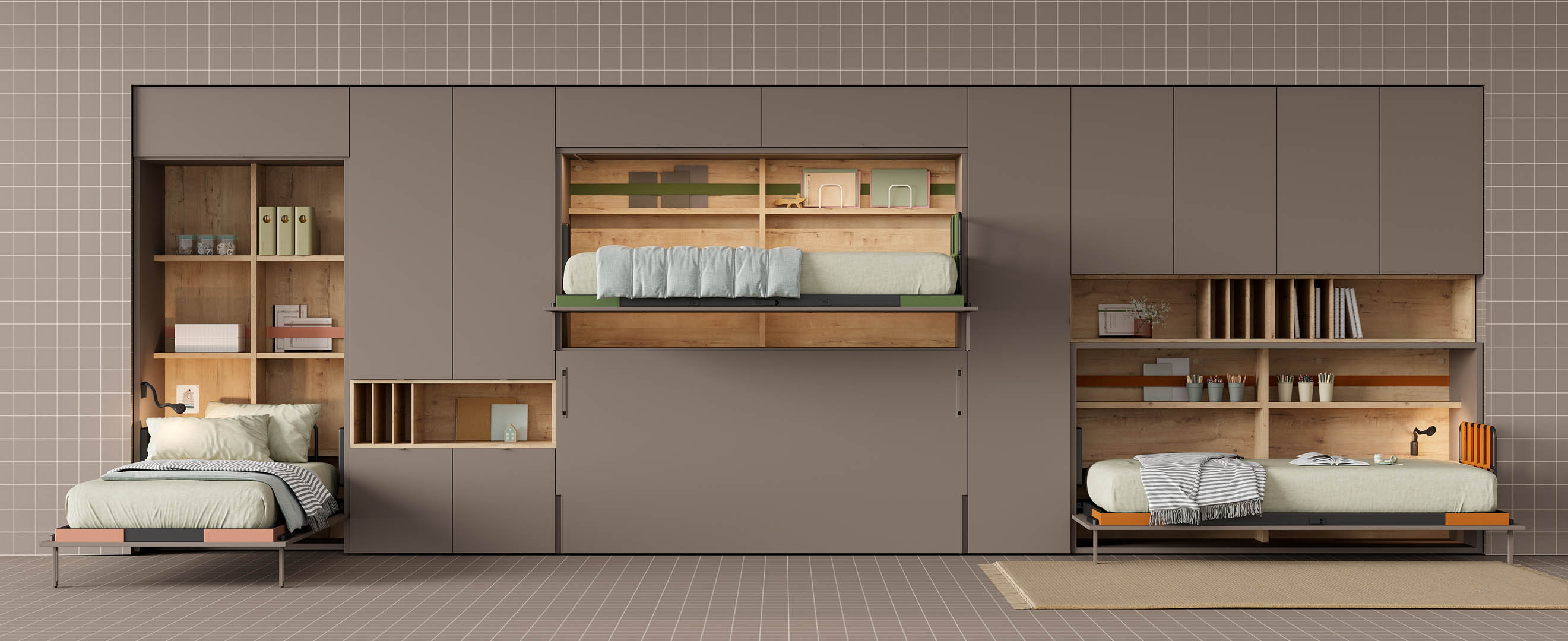 Jotajotape wood finish natural warm fronts youth bedroom Málaga