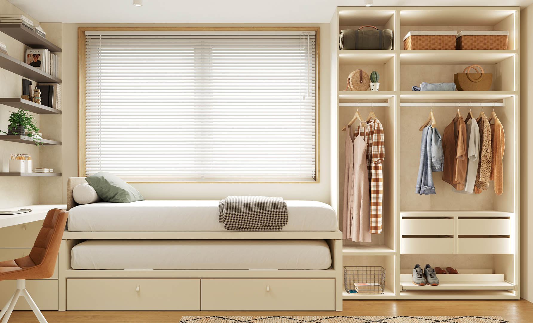 Jotajotape compact bed drawers space maximization youth bedroom