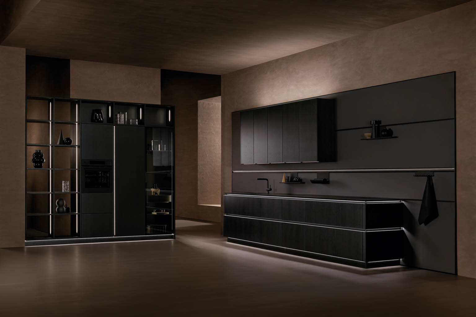 Cocina alemana next125 EuroCucina 2026 sistema LumiQ iluminación integrada diseño contemporáneo showroom Ambientes Málaga