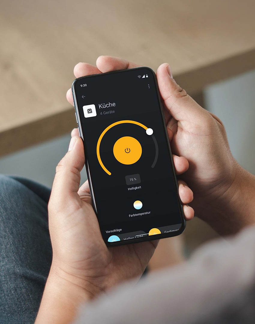 App control iluminación LumiQ next125 cocina conectada smart home temperatura color