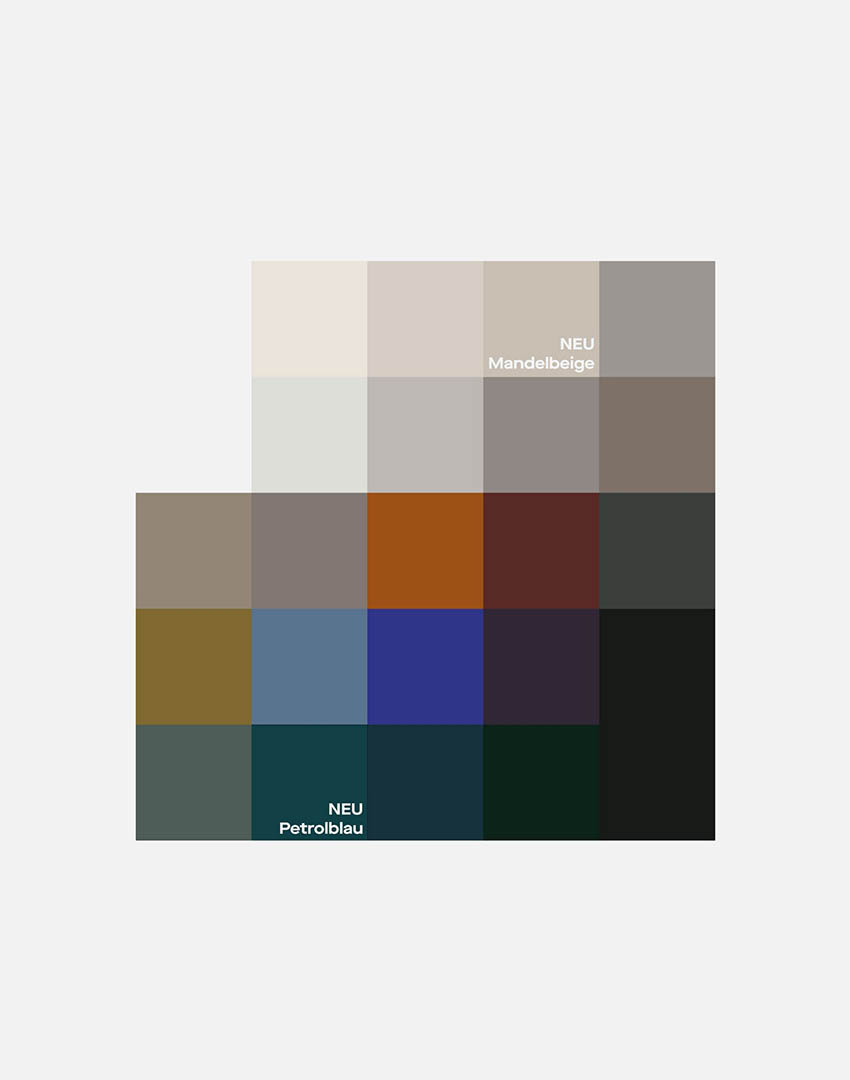Paleta nuevos tonos next125 NEU Mandelbeige Petrolblau almond beige petrol blue 2026