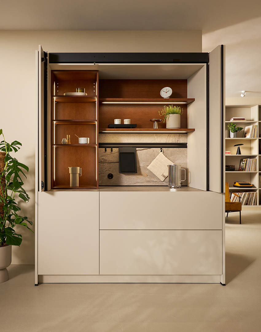 Solución Woodbox next125 mueble chapado madera interior iluminado precisión acabado