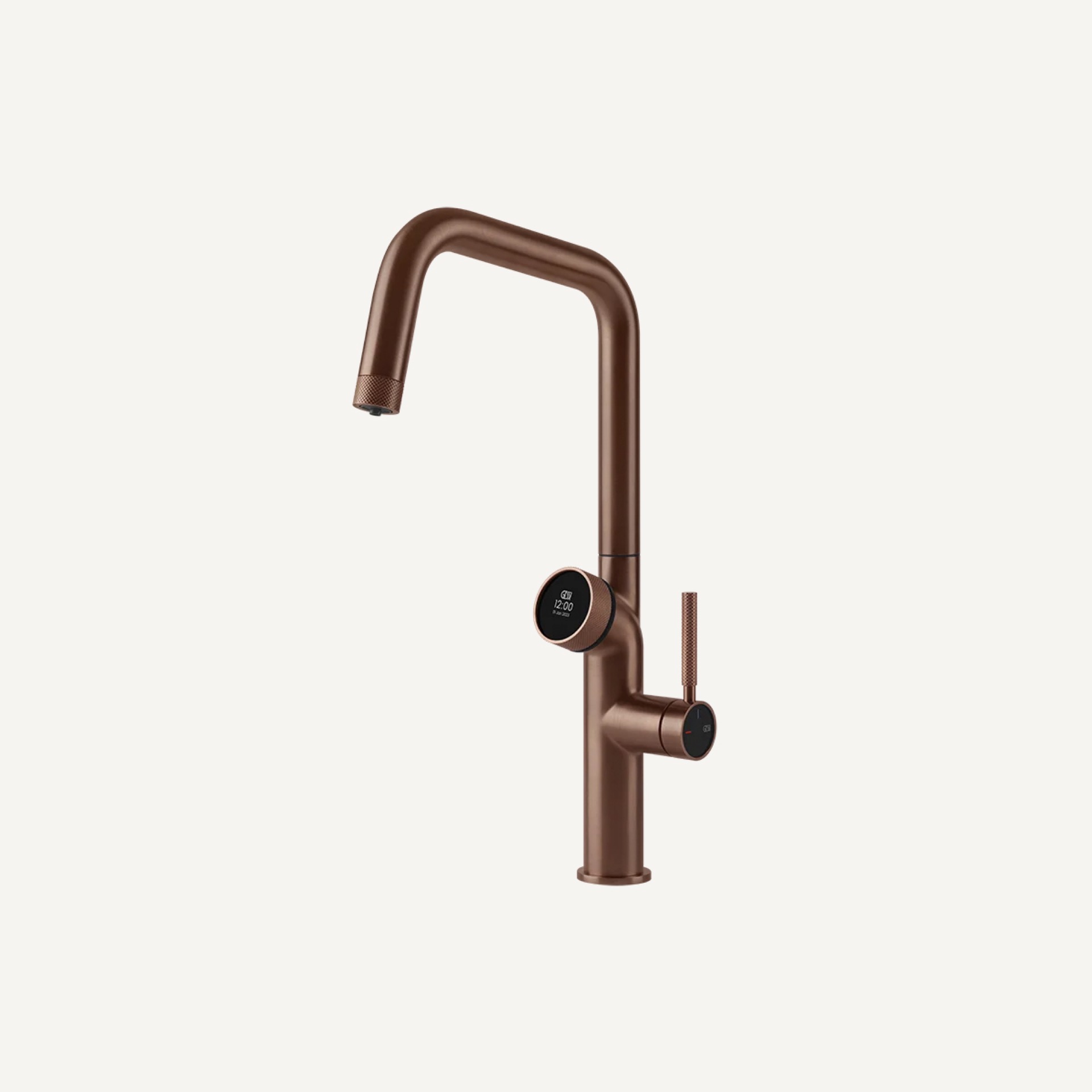 Gessi Vita tap with angular spout in a copper finish, the collection's third design