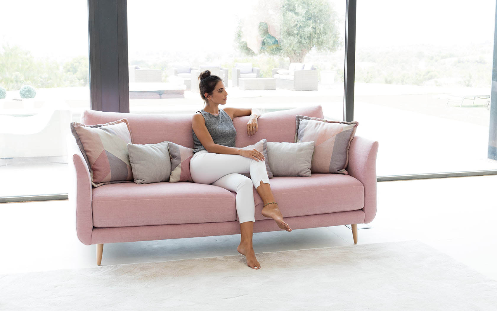 Fama diseño - Sofá moderno con chaise longue integrado