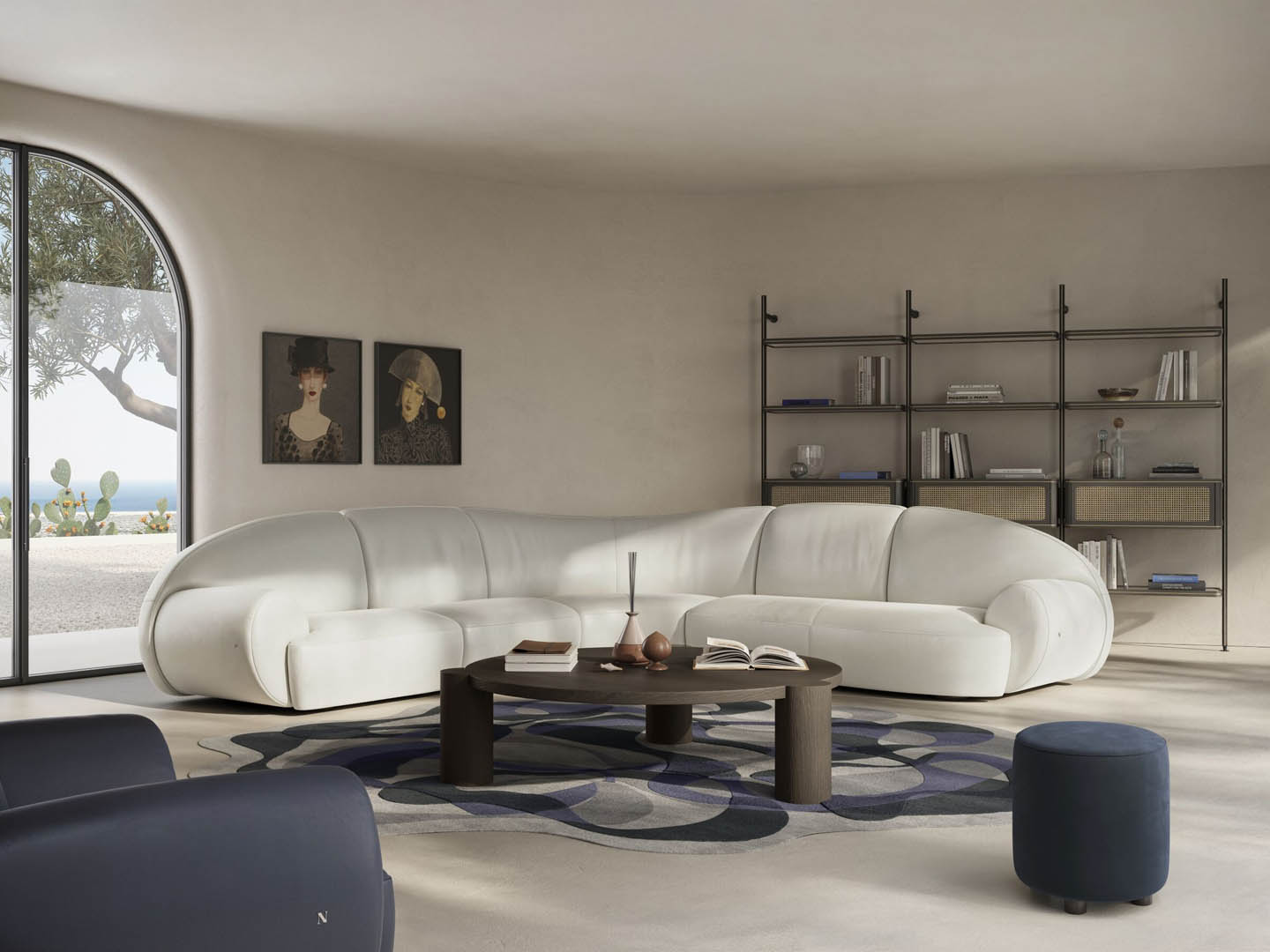 Natuzzi diseño - Sofá modular tapizado en tela premium